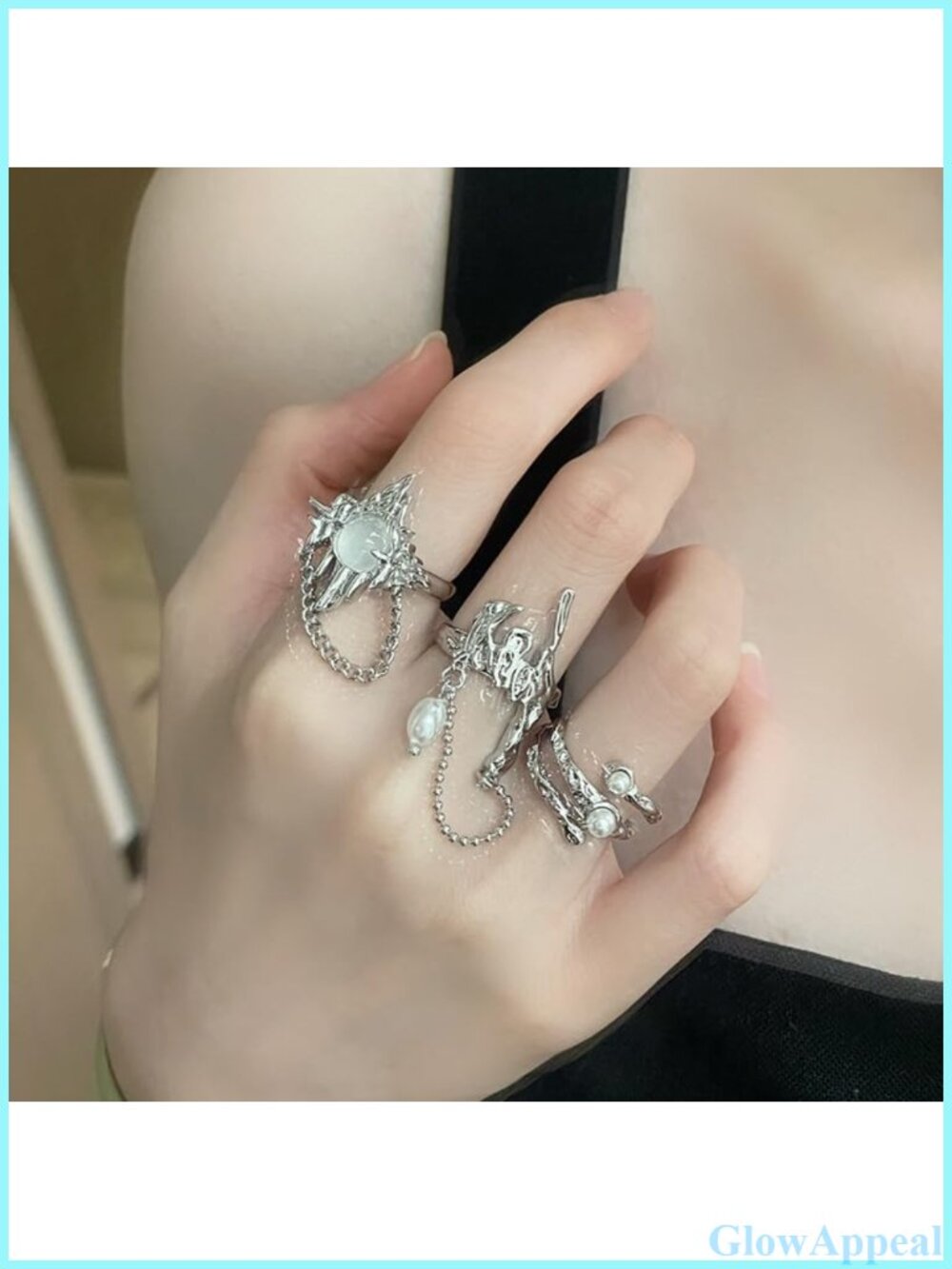 Star Statement Rings Adjustable Open Ring Set Stacking Punk Goth 3 Pcs - Picture 2 of 6